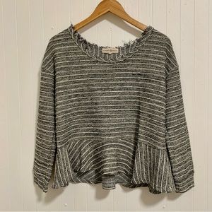 Altar’d State Square Fit Striped Ruffle Hem Sweater